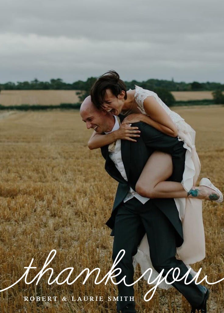 Elegant love - tarjeta de agradecimiento por la boda